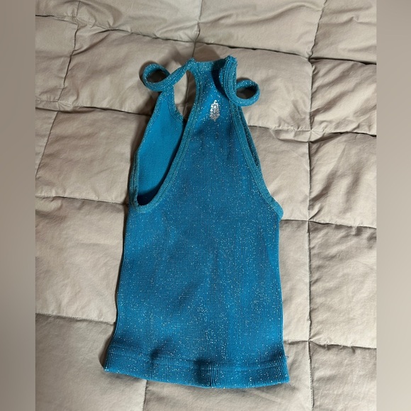 free peoples movement blue sparkly crop tank top size m/l - Picture 4 of 4